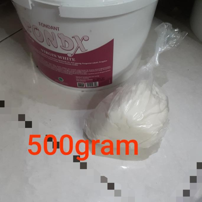 Jual BAHAN KUE FONDX VIRGIN WHITE FONDANT FONDAN REPACK 500GRAM