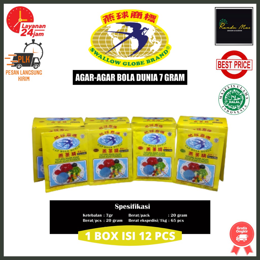 Jual Box Isi Pcs Agar Swallow Putih Plain Gr Agar Agar Globe