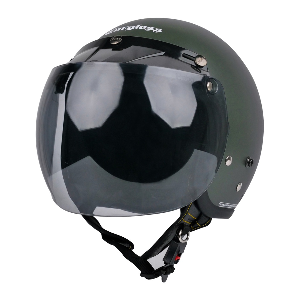 Jual Cargloss Cfm Retro Visor Hebo Smoke Helm Half Face Green Doff