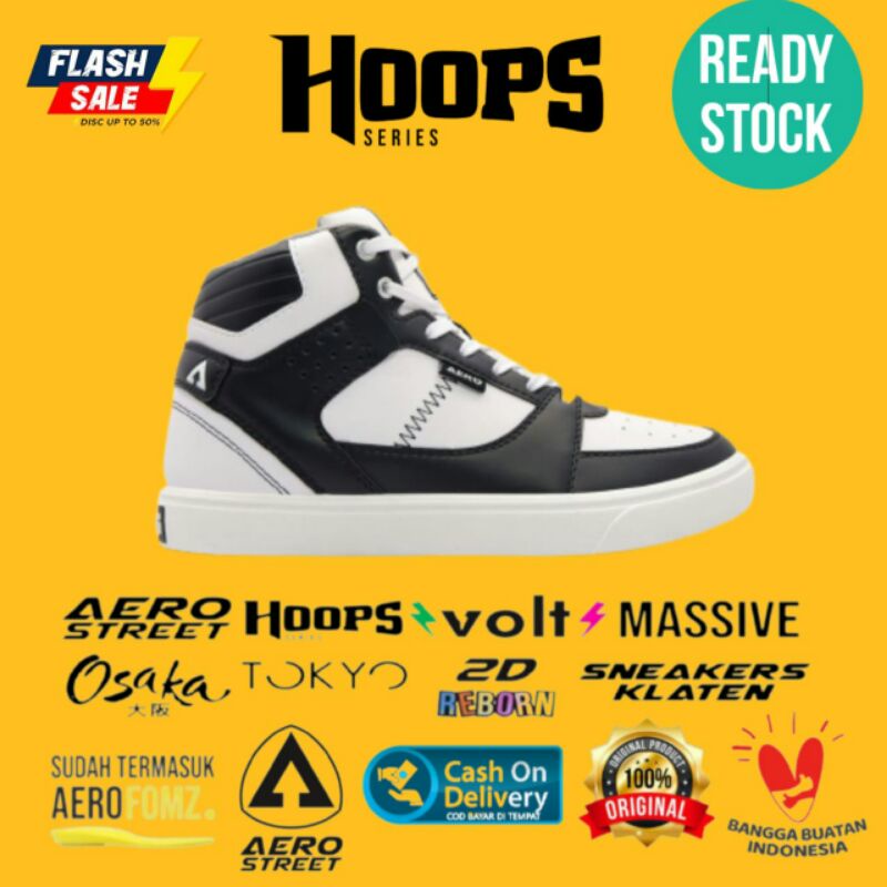 Jual Aerostreet Hoops Putih Hitam Sepatu Sneakers Casual Sport Aero