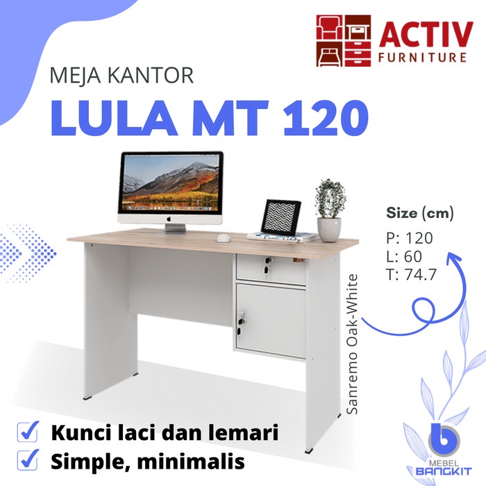 Jual Activ Meja Kantor Belajar Lula Mt Minimalis Aesthetic Putih