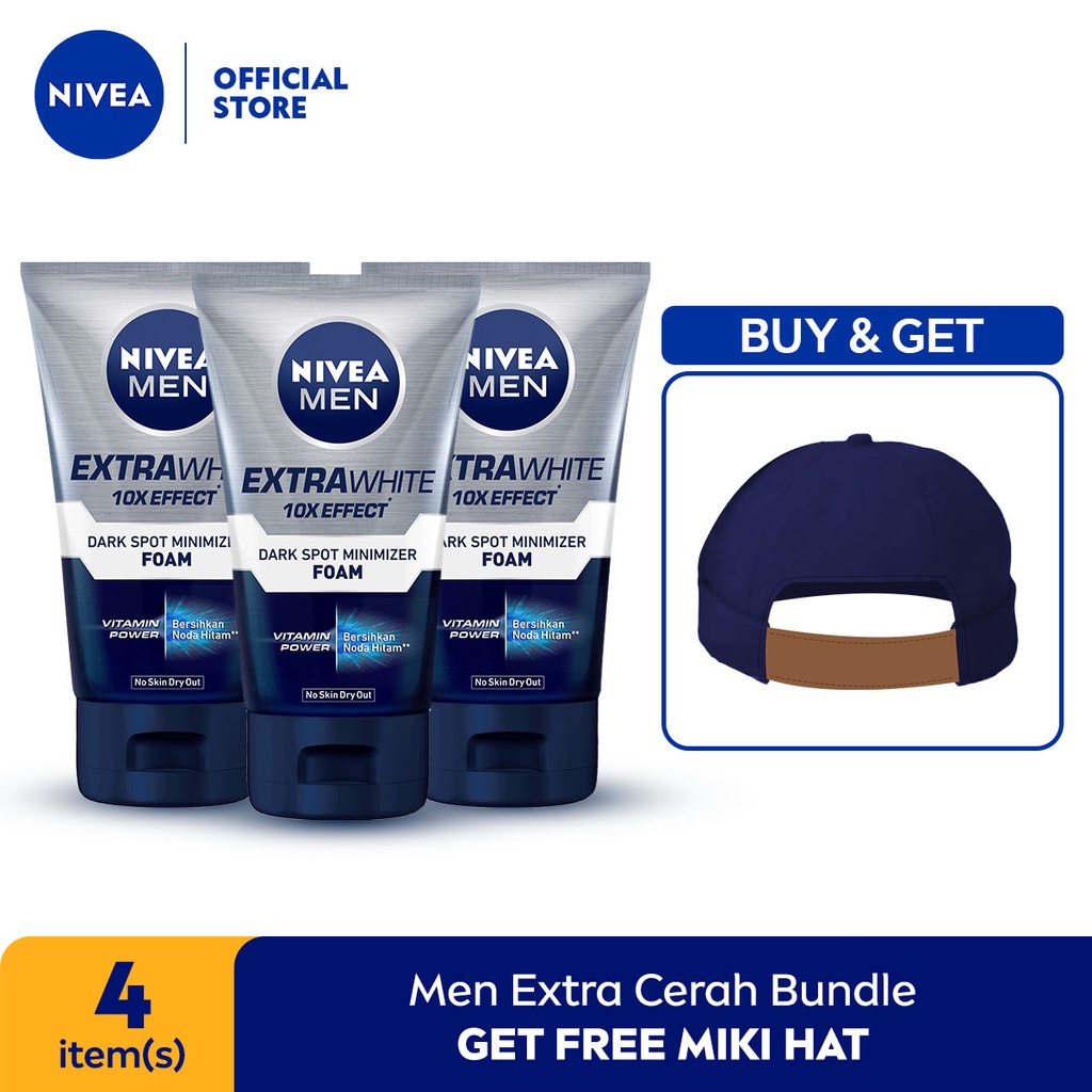 Jual X Nivea Men Extra White Dark Spot Minimizer Foam Ml Triplepack