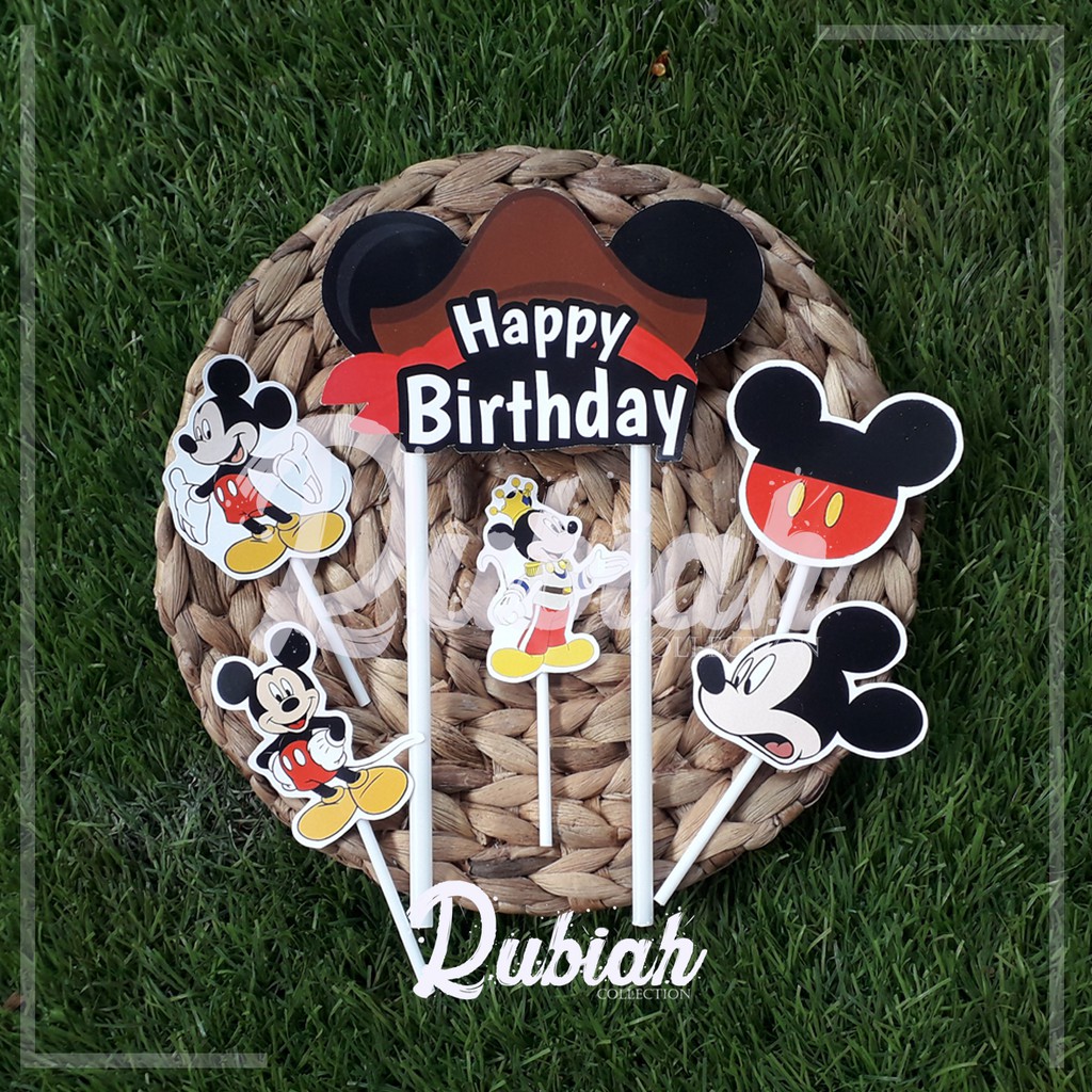 Jual Custom Nama Foto Toppercake Karakter Mickey Hiasan Kue Cake