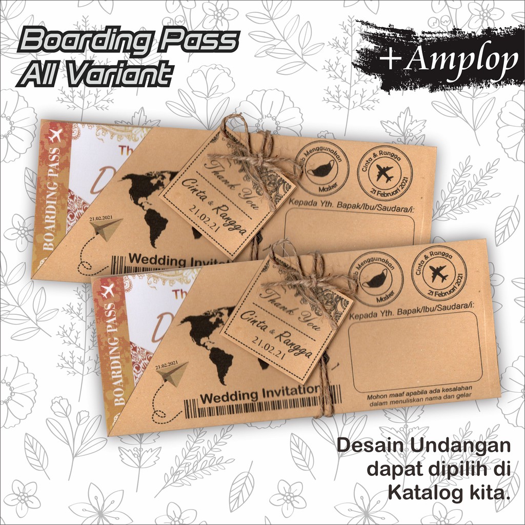 Jual Undangan Pernikahan Boarding Pass Amplop Unik Berkualitas By