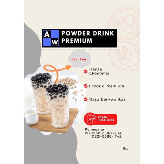 Jual AW POWDER DRINK LECI TEA BUBUK MINUMAN PREMIUM 1KG Shopee Indonesia