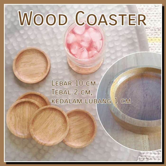 Jual Wood Coaster Tatakan Gelas Kayu Alami 2x10 Cm Model Anti Tumpah