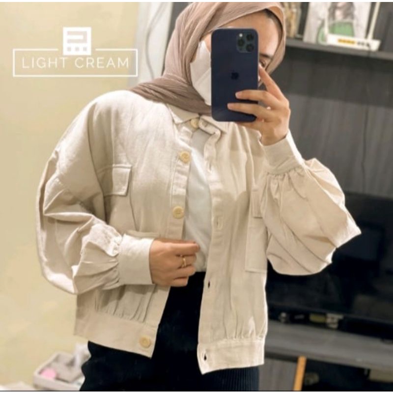 Jual JAKET CROP OVERSIZE OLIN CROP LINEN HITS SELEBGRAM JAKET