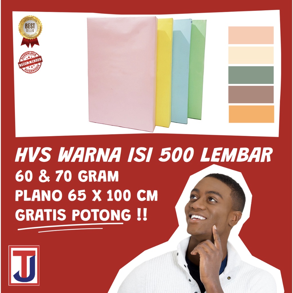 Jual Kertas Hvs Warna Isi Lembar Ukuran Plano X Cm Gram