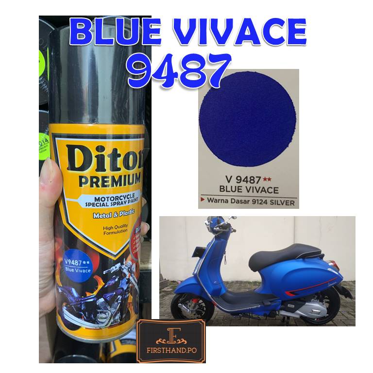 Jual Cat Pilox Diton Premium Vespa Blue Vivace 9487 Warna Biru Doff