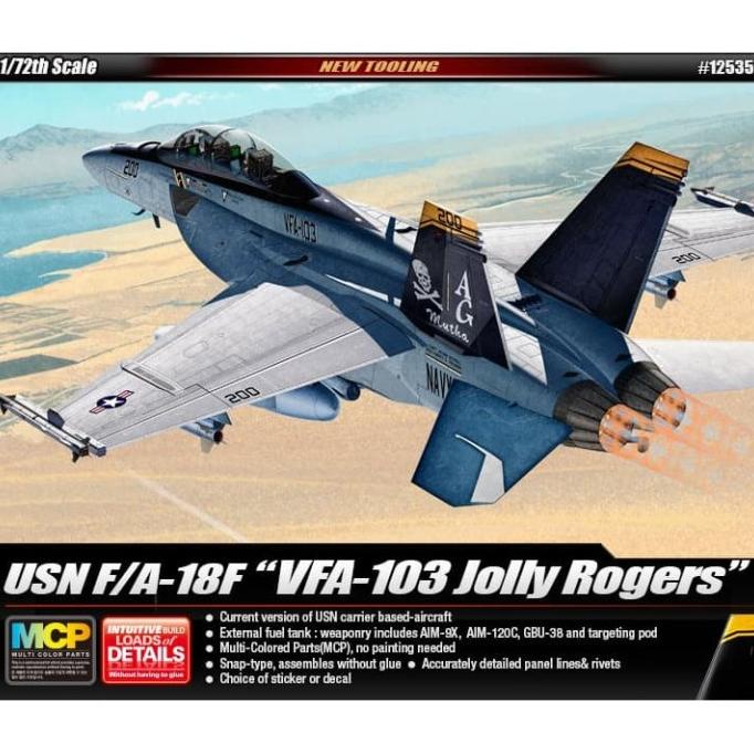 Jual MODEL KIT ACADEMY USN F A 18F VFA 103 JOLLY ROGERS MCP 1 72