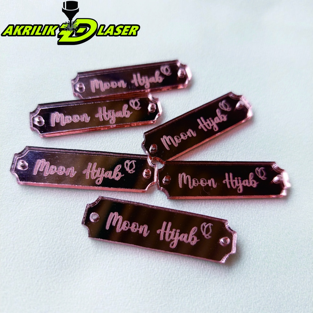 Jual Label Akrilik Rose Gold Custom Label Hijab Label Rebranding