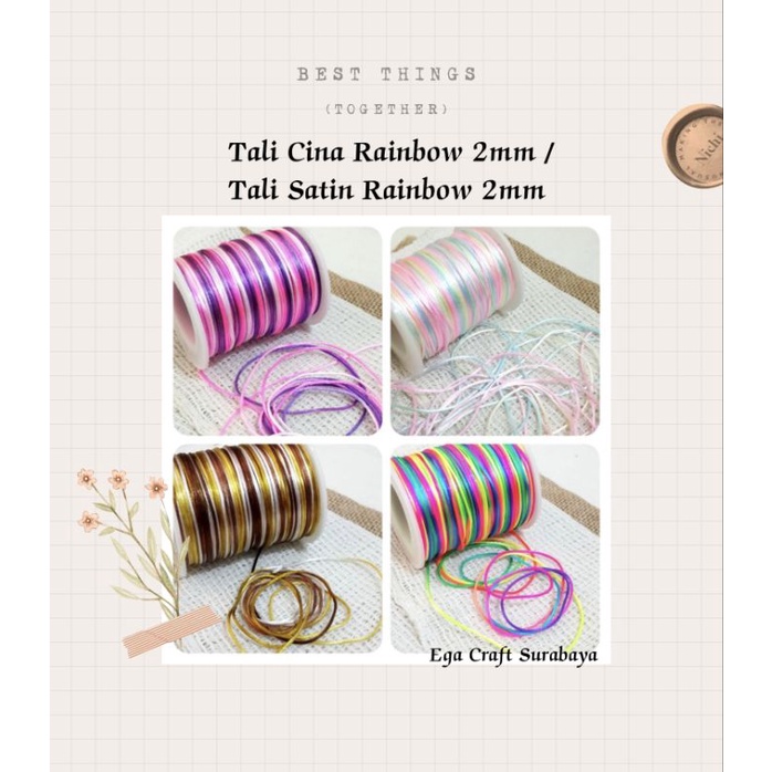 Jual Tali Cina Rainbow Mm Tali Satin Rainbow Mm Per Meter Shopee