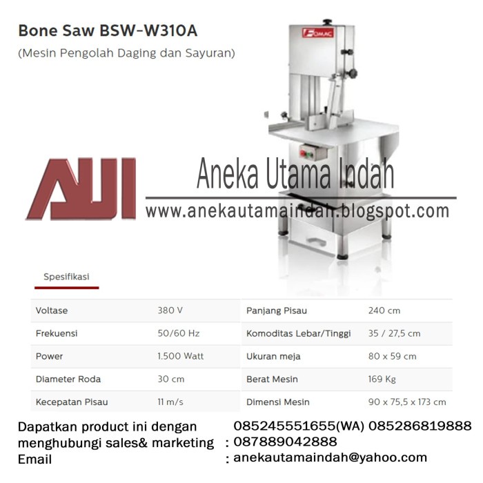 Jual Bsw W A Mesin Bone Saw Mesin Pemotong Daging Ikan Beku