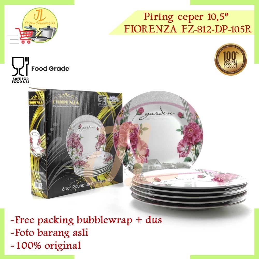 Jual Piring Makan Ceper 10 5 Piring Set Motif FIORENZA FZ 812 DP