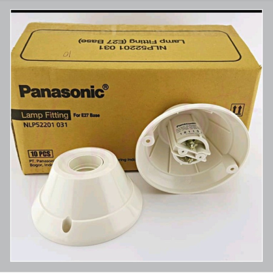 Jual FITTING RUMAH LAMPU PLAFON E27 BULAT SEGI PANASONIC WARNA PUTIH