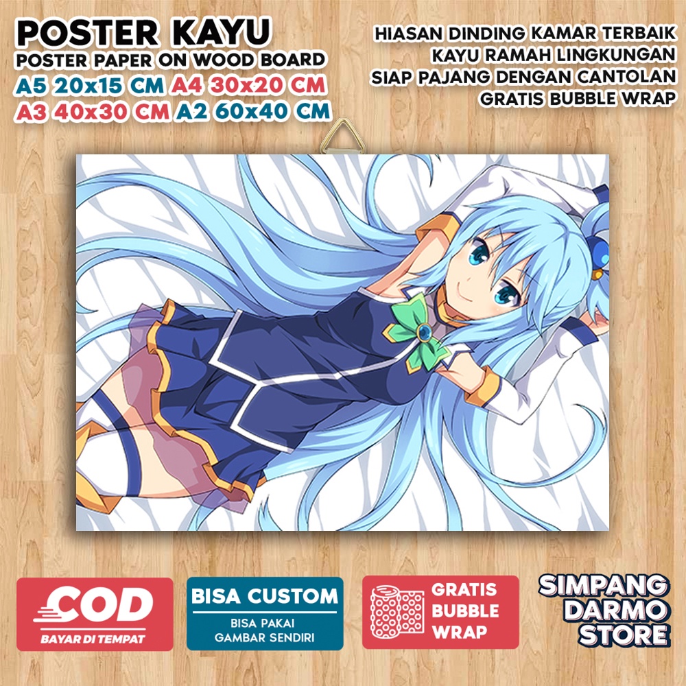 Jual Poster Kayu Konosuba Cute Aestehic Tema Anime Isekai Wibu Waifu