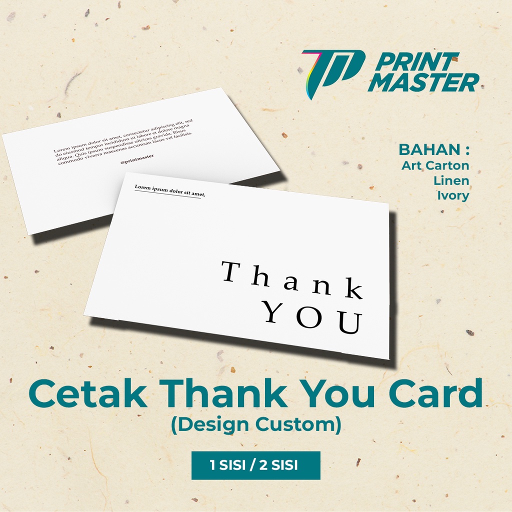 Jual Cetak Thank You Card Custom Kartu Ucapan Custom A Bahan