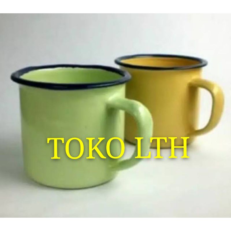 Jual PER 6 PCS CANGKIR JADUL SENG KALENG ENAMEL POLOS MUG GELAS PANCI