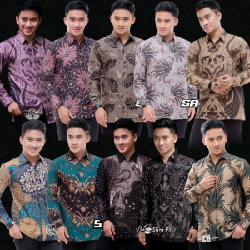 Jual Kemeja Baju Batik Pria Lengan Panjang Seragam Kantor Padi Lilack