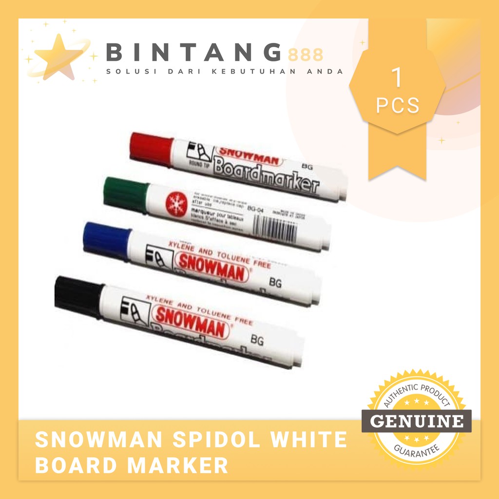 Jual Snowman Spidol White Board Marker Papan Tulis Merah Hitam Biru