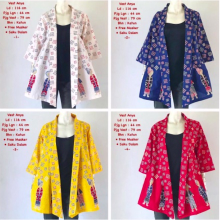 Jual MILEA VEST ANYA KANIA OUTER 2 BATIK JAMU CARDI CARDIGAN SERAGAM