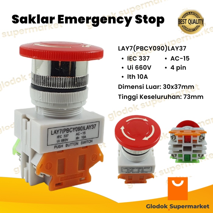 Jual Saklar Emergency Stop Lay Pbcy Lay Push Button Switch Tombol