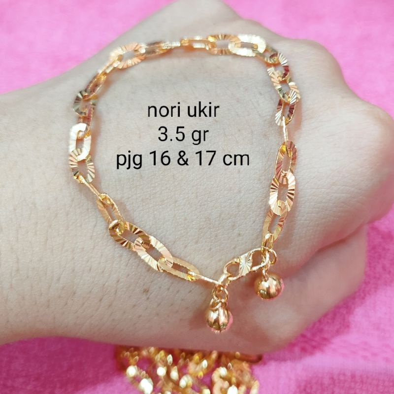 Jual GELANG RANTAI NORI UKIR PERAK ASLI 925 LAPIS EMAS Shopee Indonesia