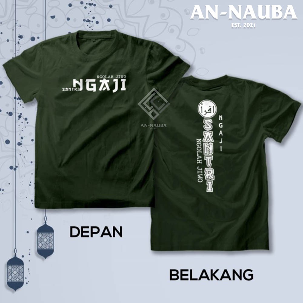 Jual KAOS DISTRO SANTRI NGAJI NGOLAH JIWO Baju Dakwah Islami Tshirt