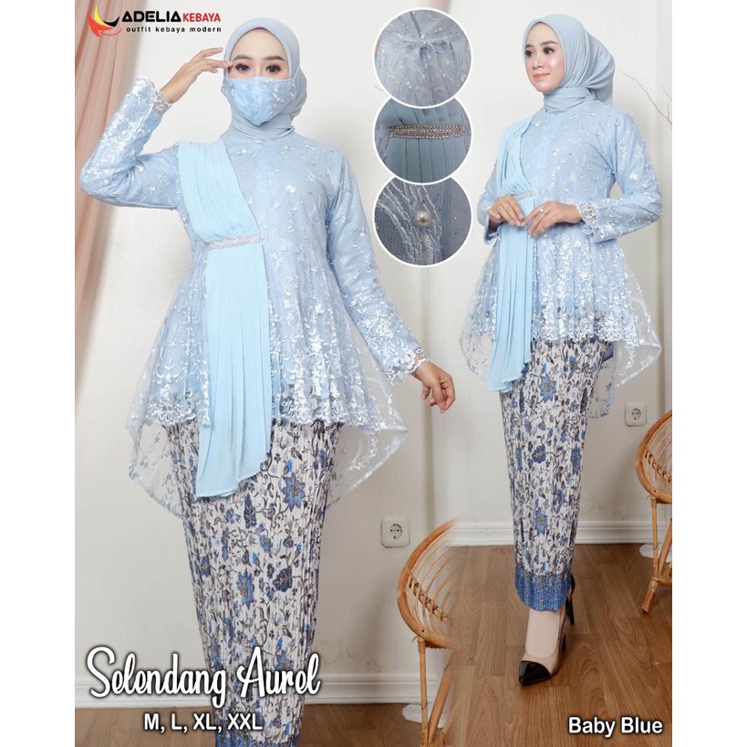 Jual Cod Set Kebaya Blouse Selendang Aurel Model Kebaya Terlaris