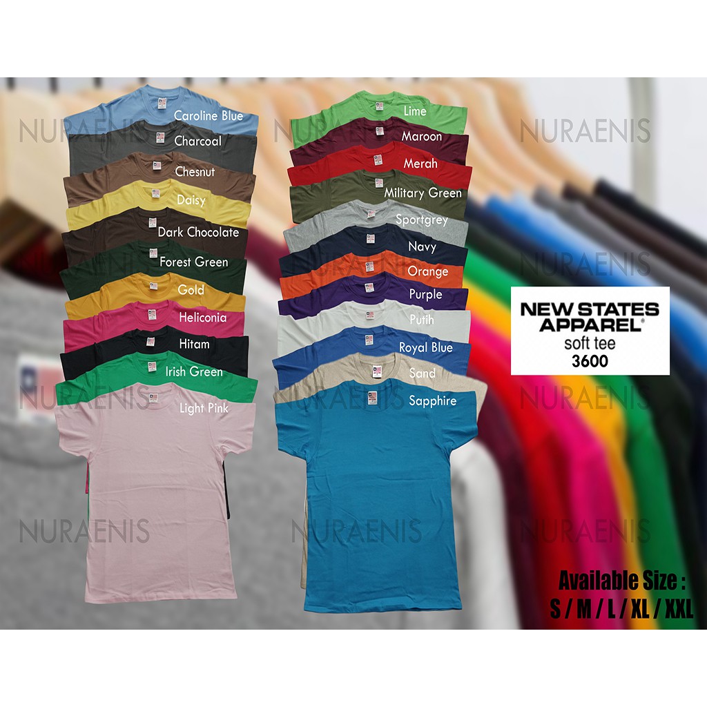 Jual Kaos Polos New States Apparel NSA Softtee 3600 Setara Cotton