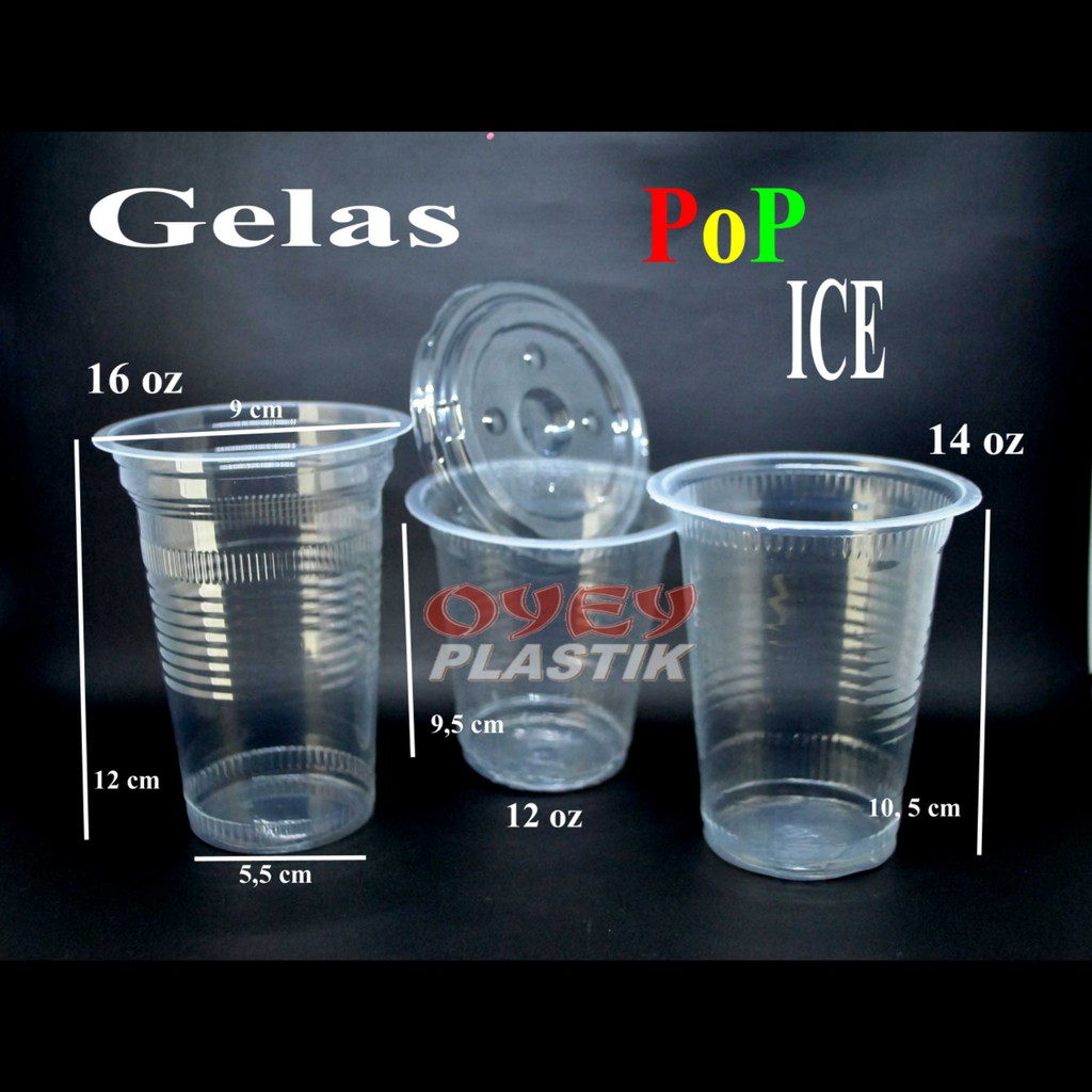 Jual Isi 50 Gelas Plastik Gelas Pop Ice Ukuran 10 12 14 16 Oz