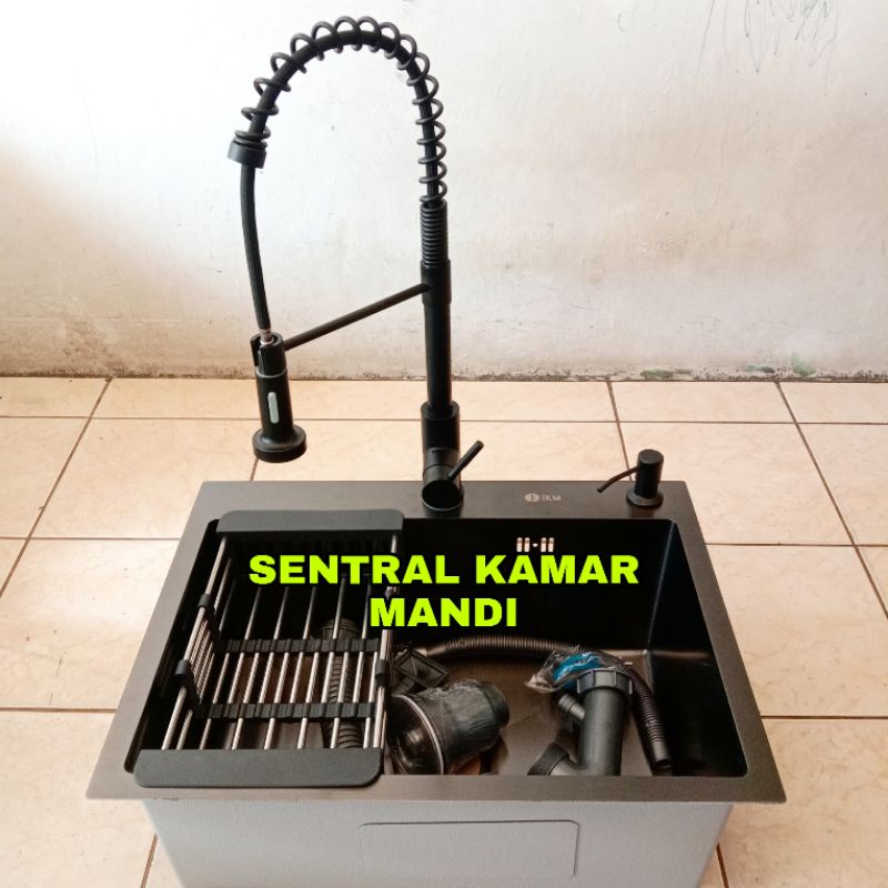 Jual Kitchen Sink Black Dan Kran Tarik Panas Dingin Stainless