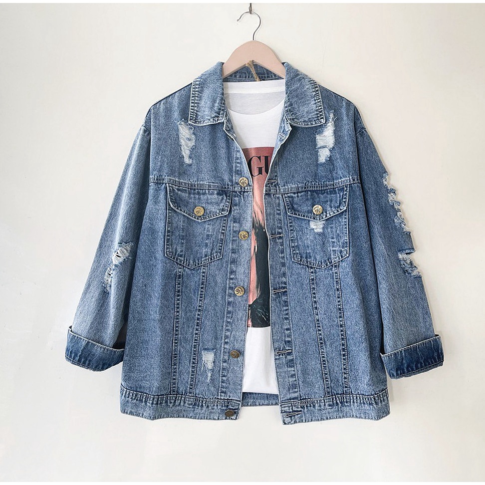 Jual Oversize Jacket Ripped Jeans Kode Lvd Jaket Wanita Jaket