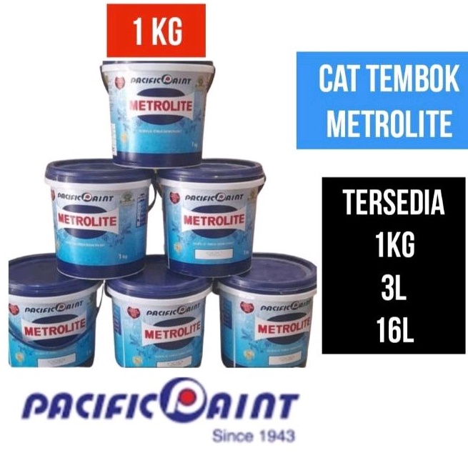 Jual Cat Tembok Metrolite 1kg Putih Kebiruan Pacific Paint 1 Kg