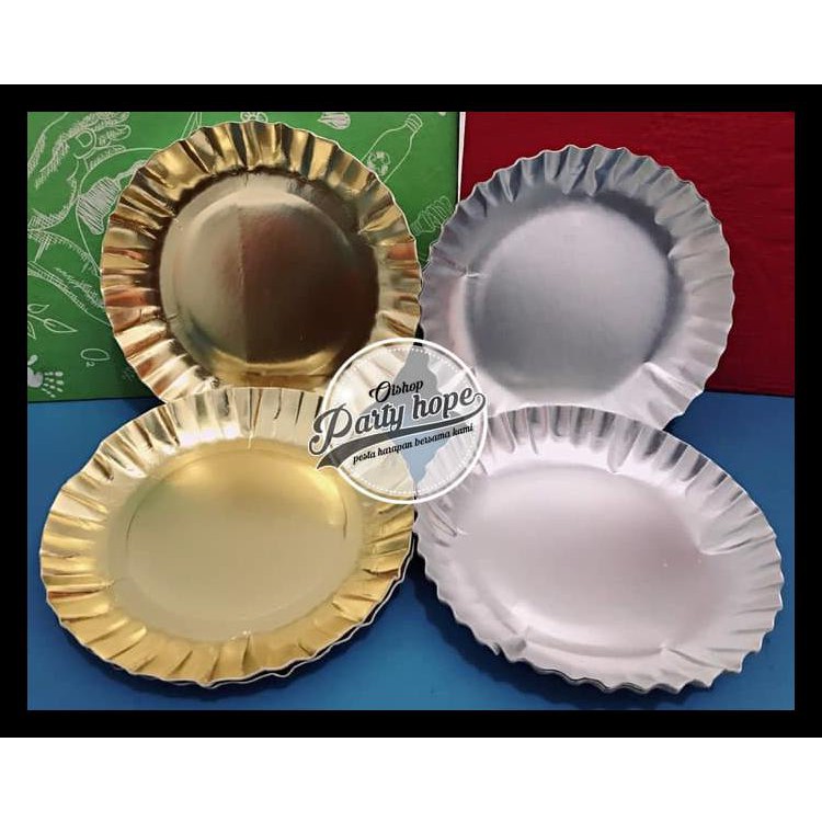 Jual Piring Kue Warna Gold Piring Kue Kertas Paper Plate Gold