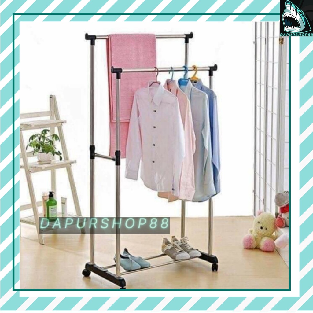 Jual DOUBLE ROD RACK GEN 1 SERBAGUNA JEMURAN RAK BAJU GANTUNG DISPLAY