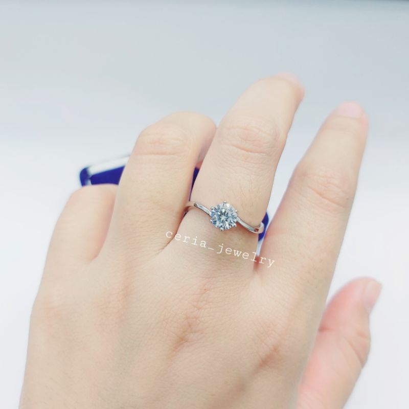 Jual Cincin Perak Wanita Asli Silver Lapis Emas Putih Model Desi