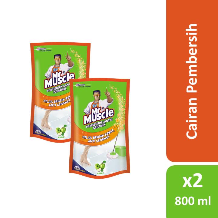 Jual Mr Muscle Pembersih Lantai Keramik Apple Pouch 800 Ml X2 Shopee