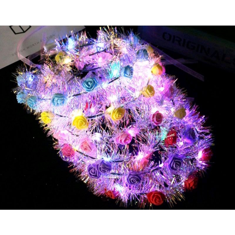 Jual Bando Bunga Led Flower Crown Led Bandana Bunga Lampu Mahkota Bunga