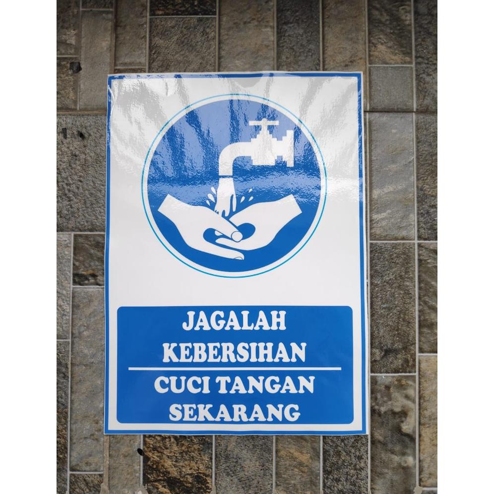 Jual Promo Stiker Dinding Sign Himbauan Jagalah Kebersihan Cuci Tangan