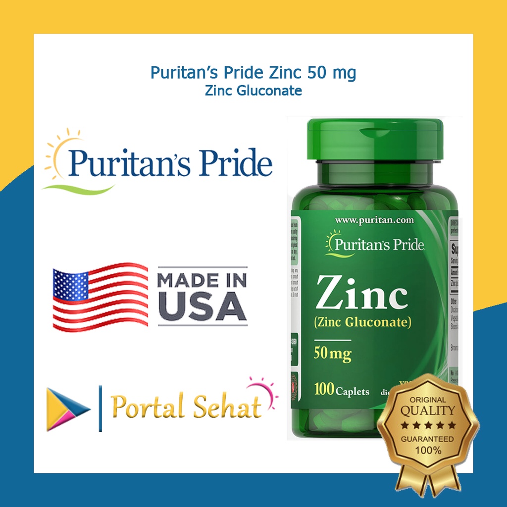 Jual Puritan S Pride Zinc Gluconate 50 Mg 100 Caplets Shopee Indonesia