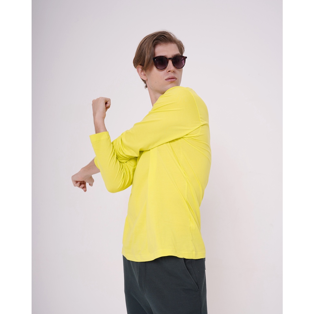 Jual KOZE Long Sleeve Premium Comfort Neon Yellow T Shirt Kaos