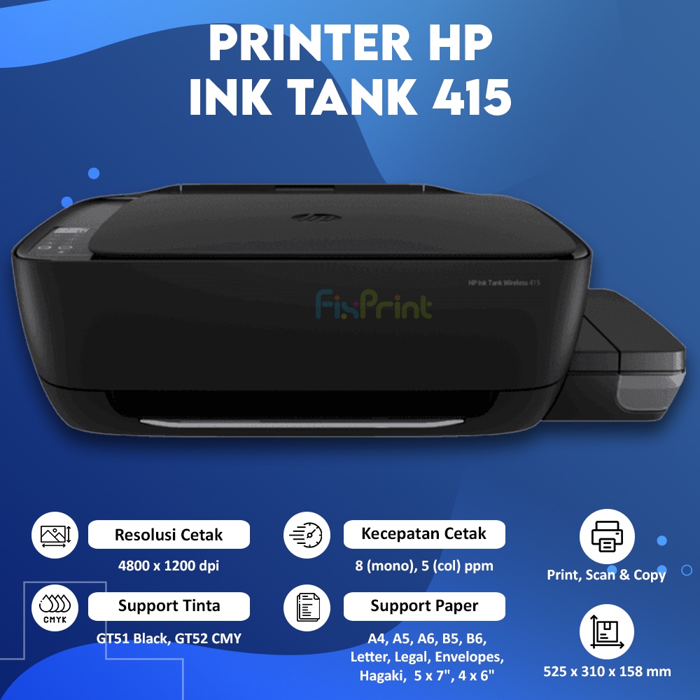 Jual PRINTER HP INKTANK 415 PRINT SCAN COPY WIRELESS INFUS MULTI FUNGSI