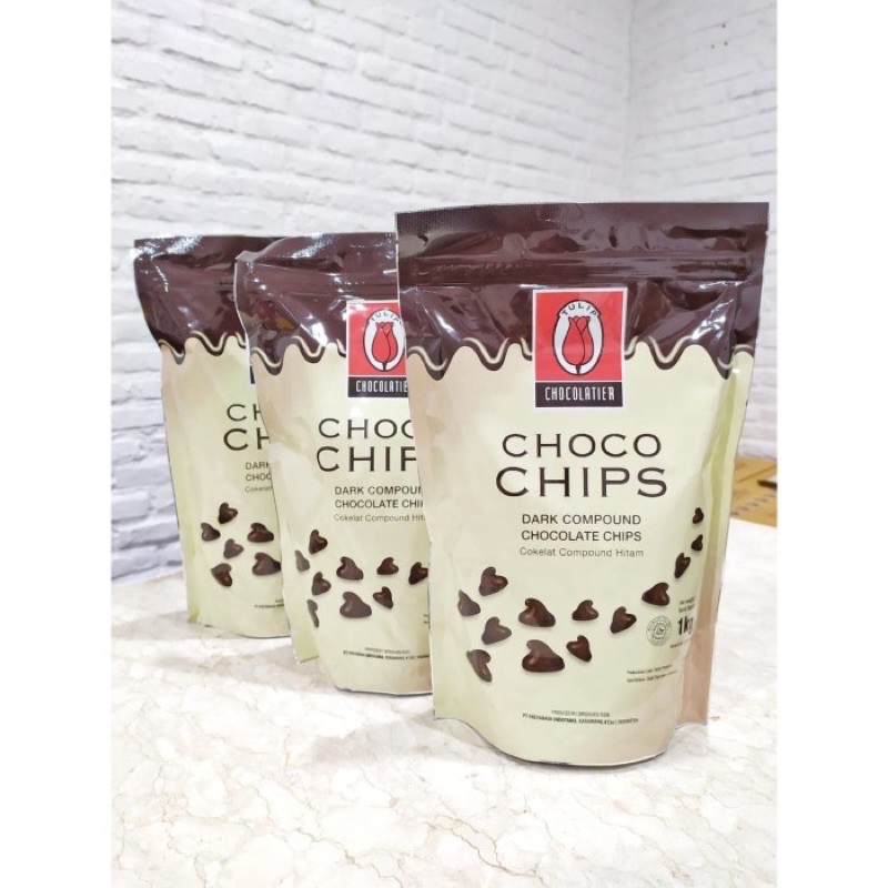 Jual TULIP CHOCO CHIPS 1KG Dark Compound Chocolate Shopee Indonesia