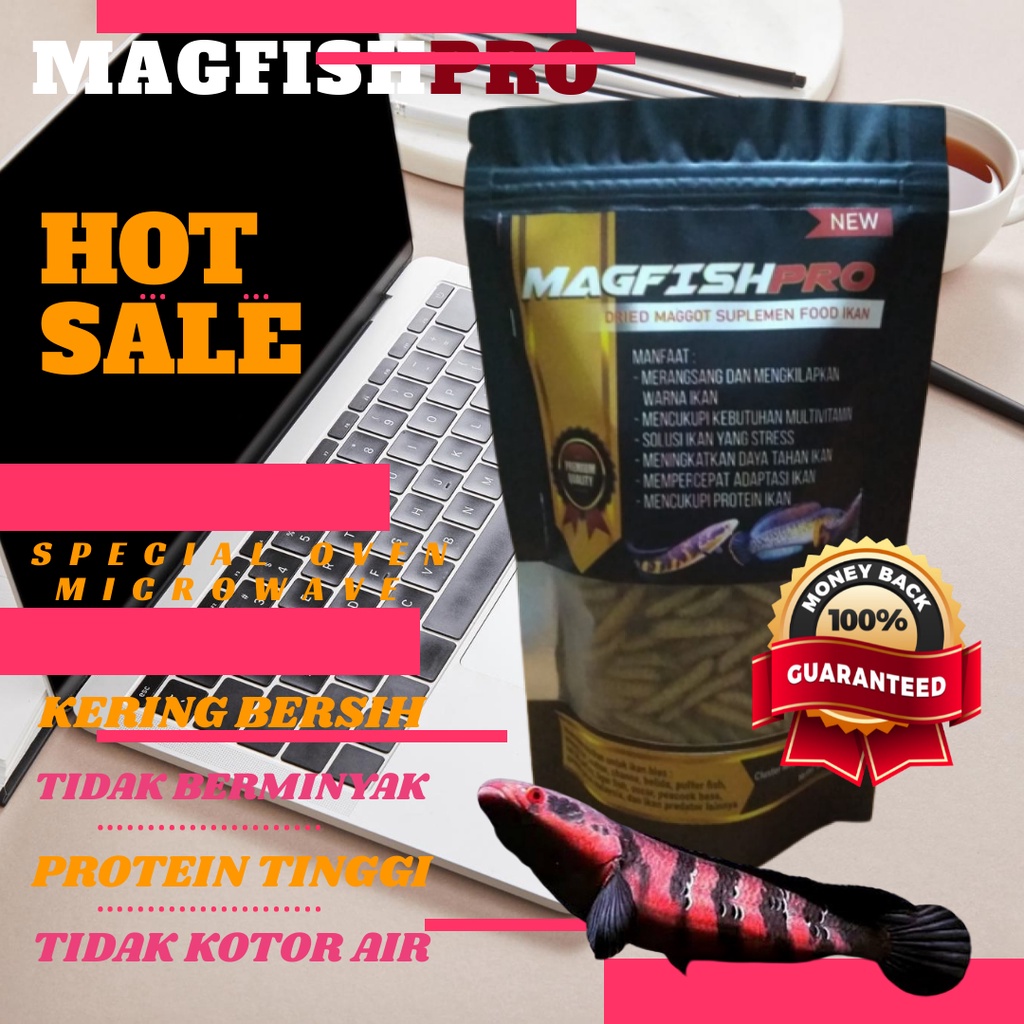 Jual Magfish Pro Maggot Kering Pelet Ikan Predator Dry Maggot Pakan