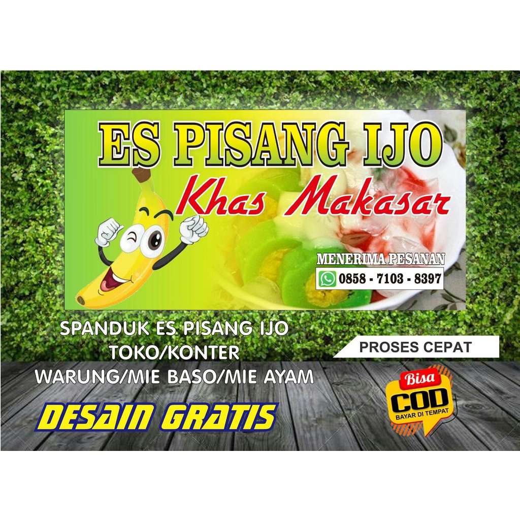 Jual Spanduk Banner Ukuran 2 Meter Ke 1 Meter Pisang Ijo Toko Warung