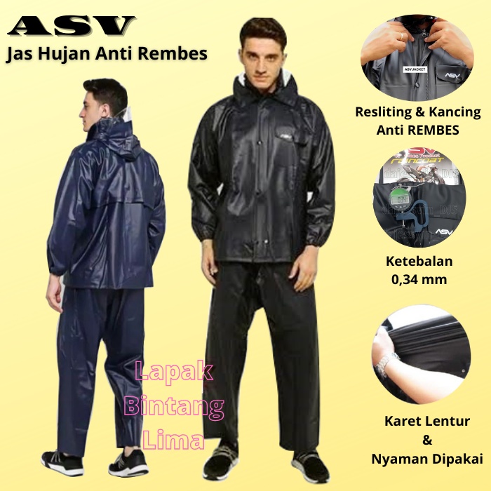 Jual QG38 Jas Hujan Jaket Celana ASV Karet Rubber Versi 1 Grade A