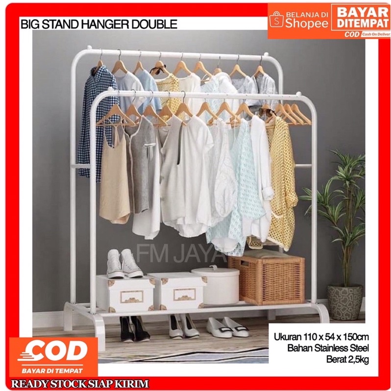 Jual BIG STAND HANGER DOUBEL STAND HANGER GAWANG BESI RAK GANTUNG