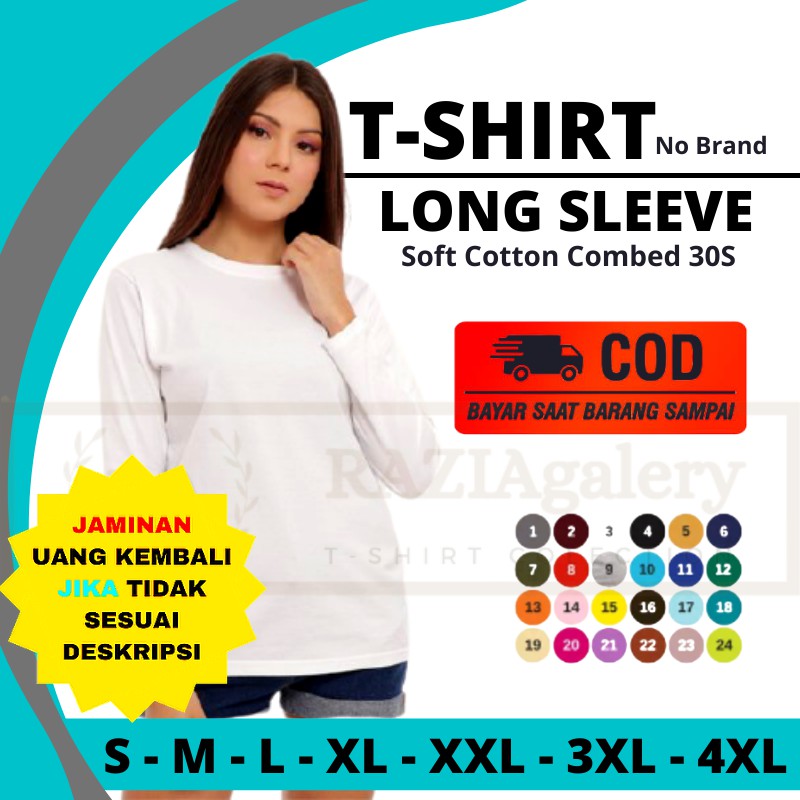 Jual Kaos Polos Oblong Lengan Panjang Soft Cotton Combed S Regular