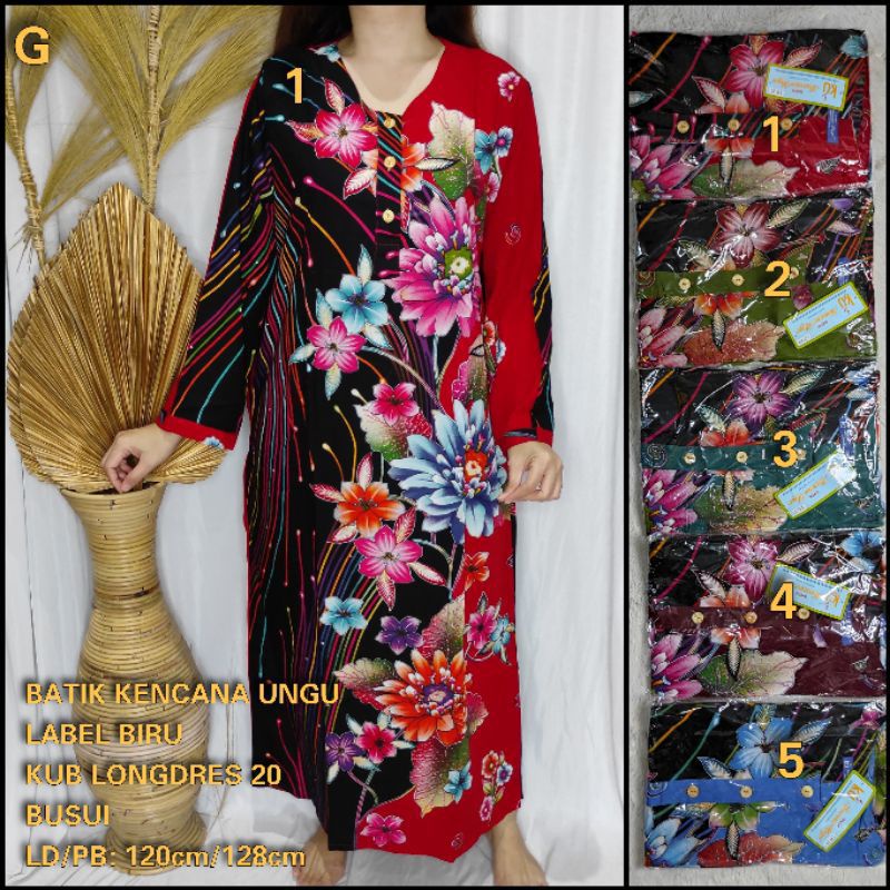 Jual Longdress Ld Kub Kencana Ungu Lebel Biru Daster Lengan Panjang